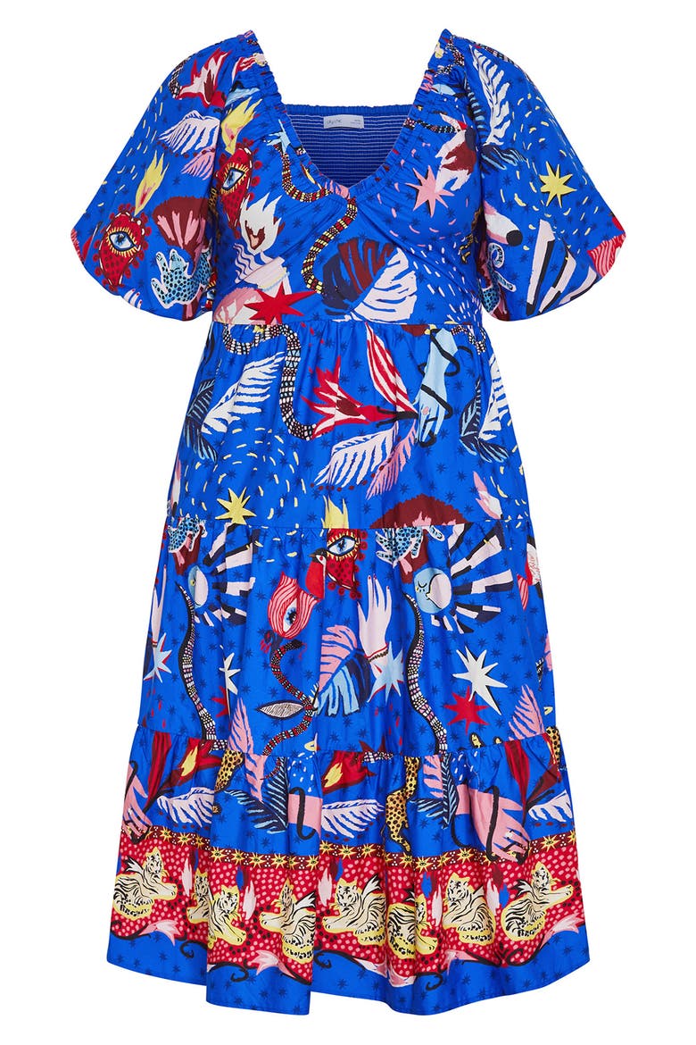 Capria Print Cotton Midi Dress