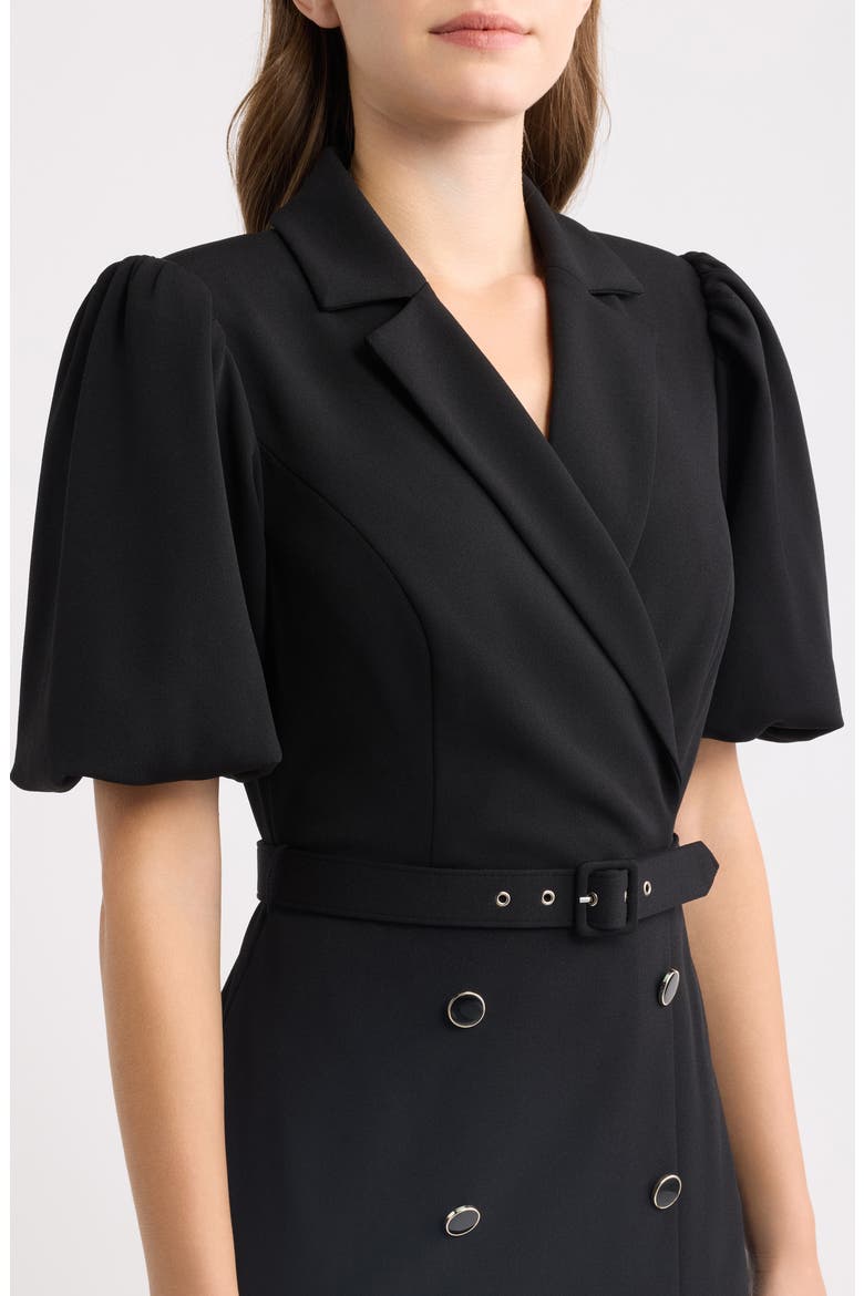 Belted Puff Sleeve Midi Dress