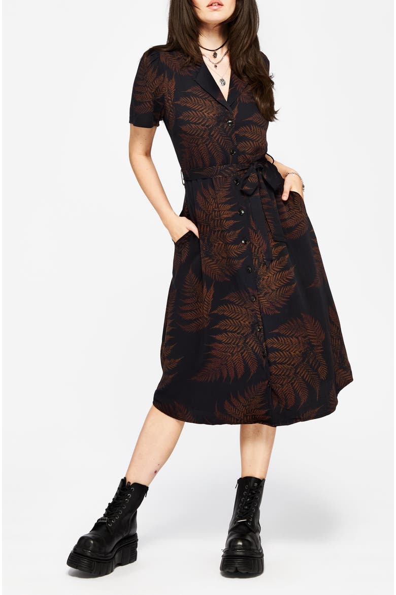 Ruin Fern Printed Midi Dress