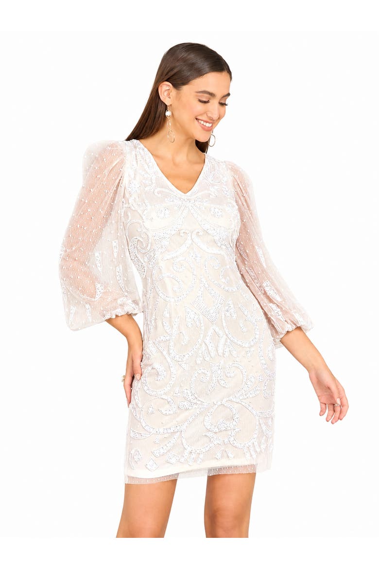 V-Neck, Balloon Sleeve Bridal Mini