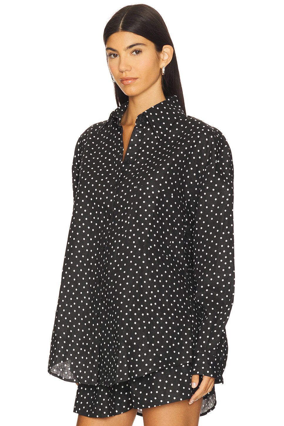 AEXAE Linen Woven Shirt in Polka Dot - Image 2