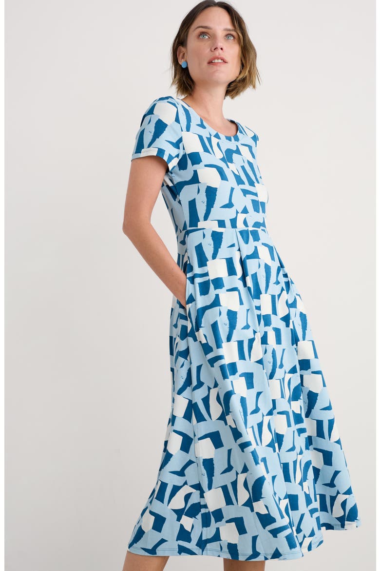 Veronica Geo Print Stretch Organic Cotton Jersey Midi Dress