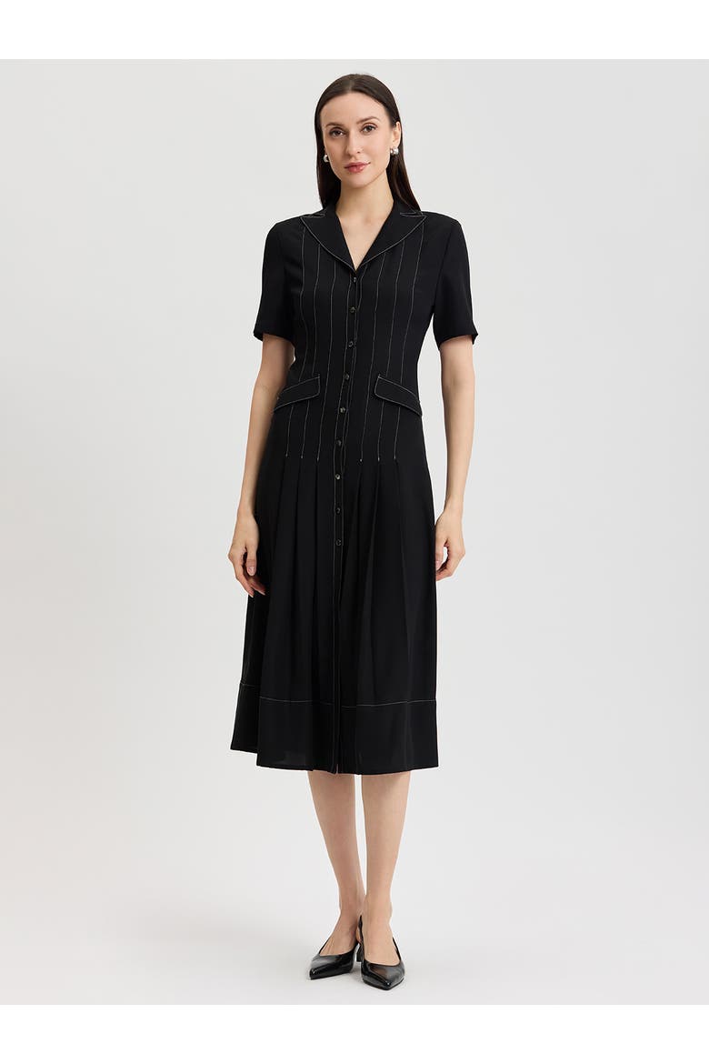 Fit & Flare Monochrome Crepe Maxi Dress
