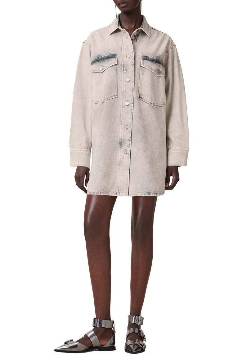Faye Sparkle Embellished Long Sleeve Shacket Minidress