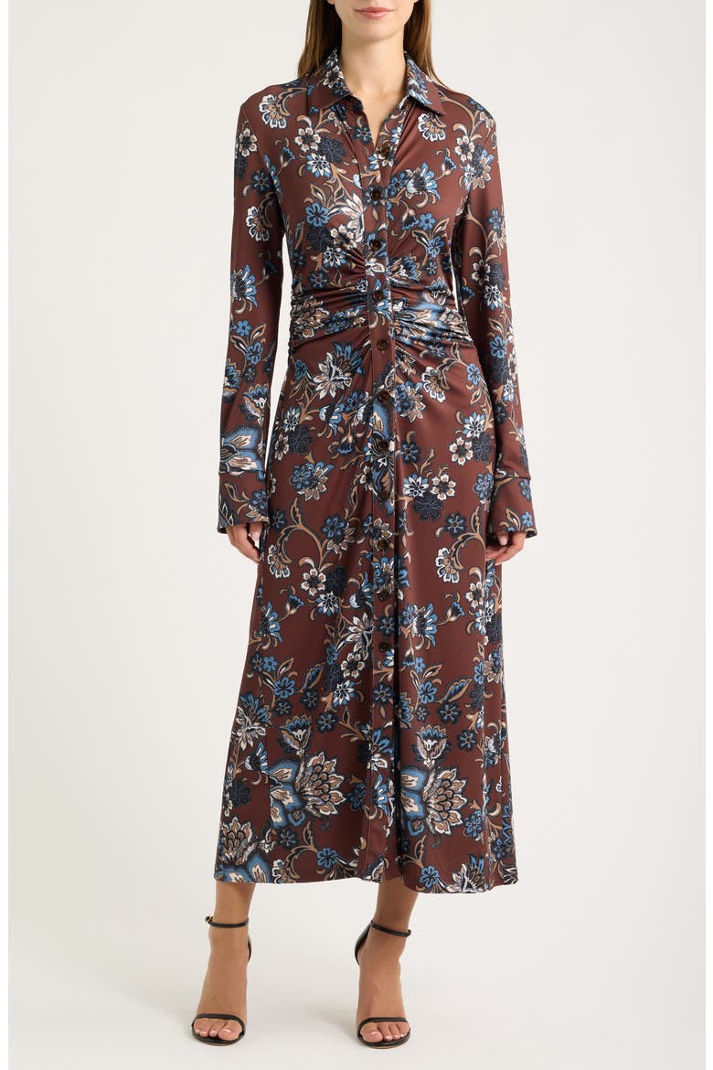 Floral Long Sleeve Midi Shirtdress