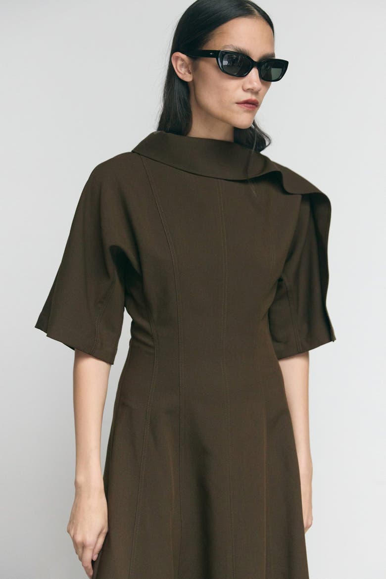 Addison Foldover Scarf-Neck Dress
