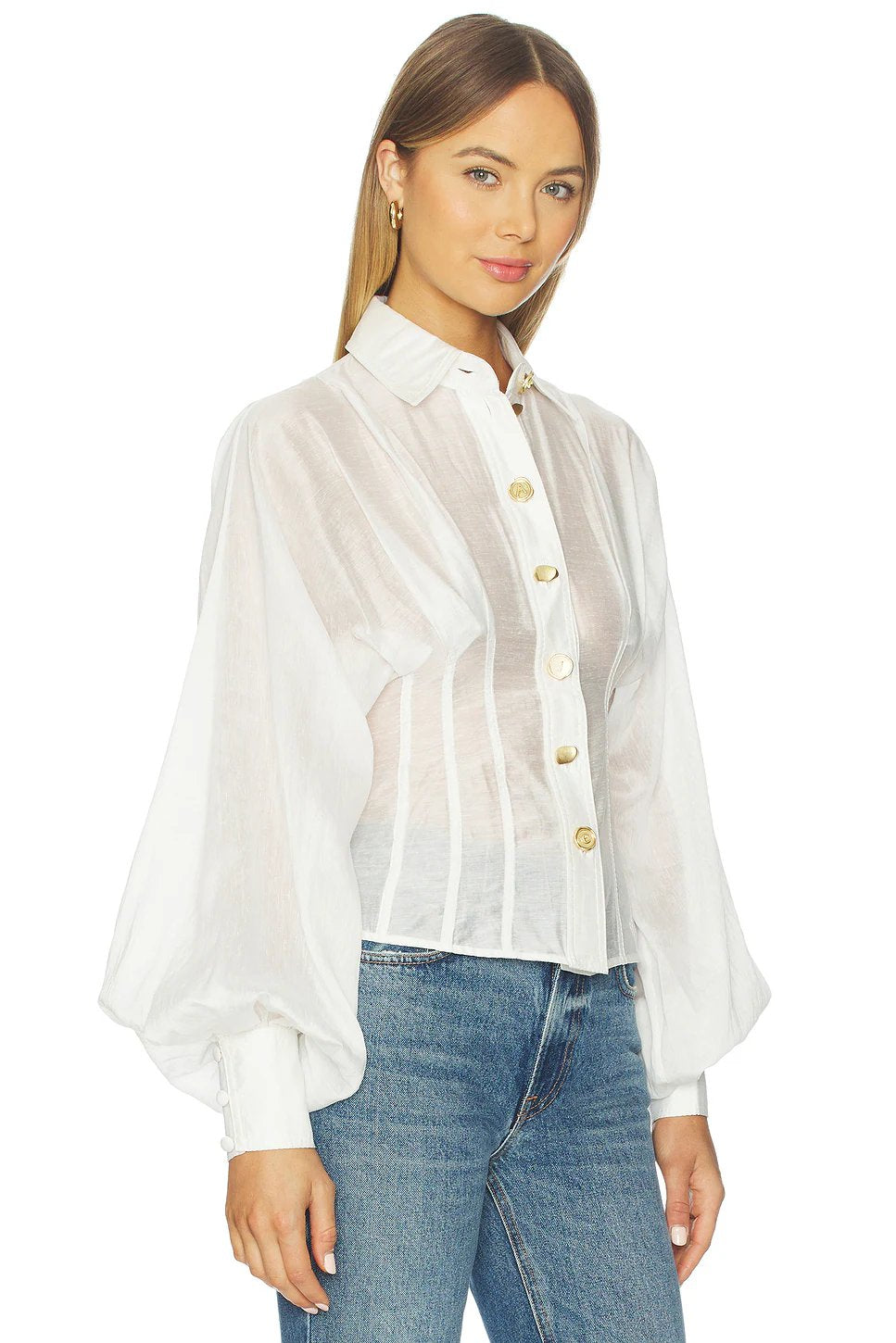 Aje Alexa Shirt in Ivory - Image 2