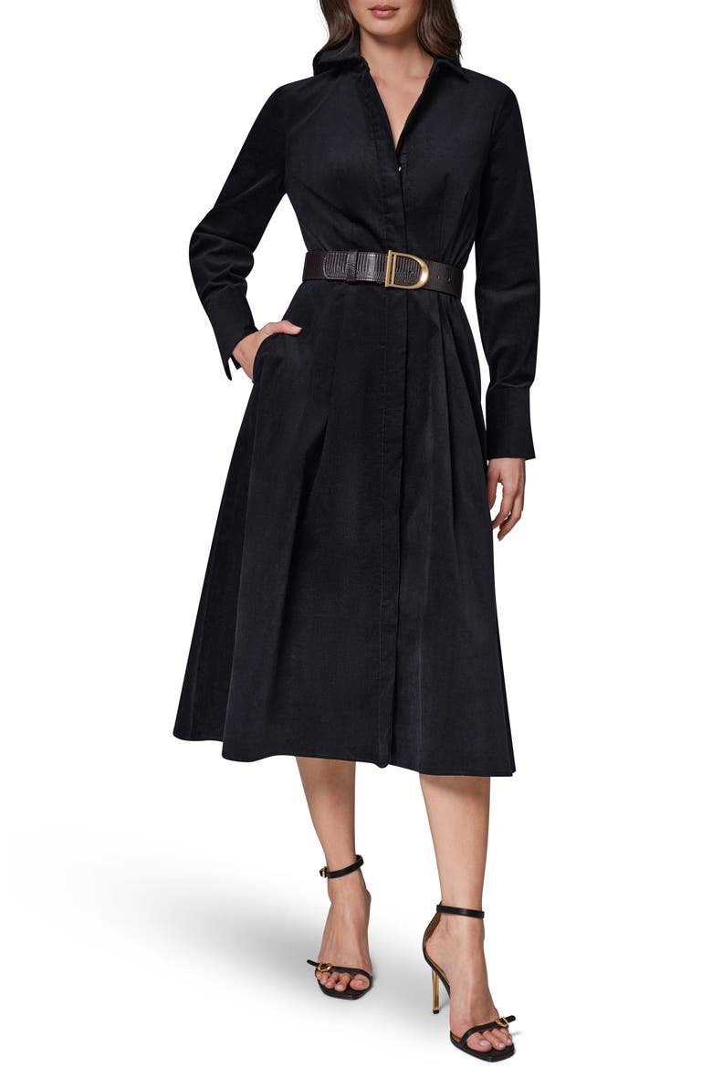 Belted Corduroy Midi Shirtdress
