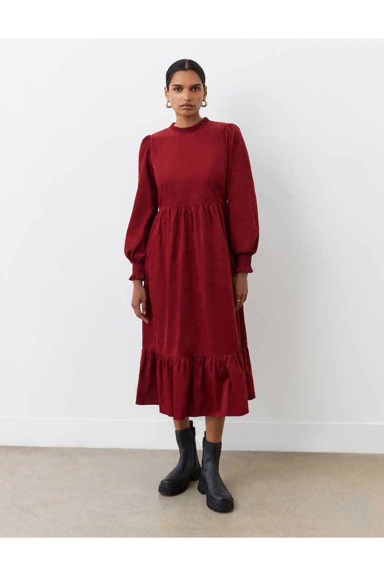 Esme Long Sleeve Corduroy Midi Dress