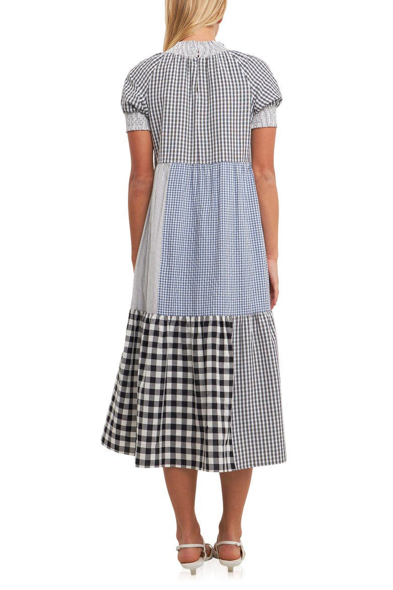 Patchwork Gingham Midi Dress