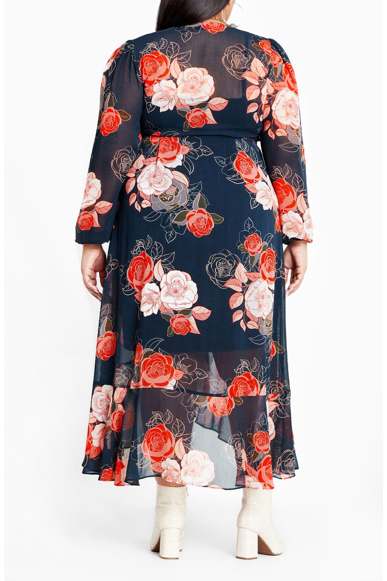 Kataleya Long Sleeve Chiffon Maxi Wrap Dress