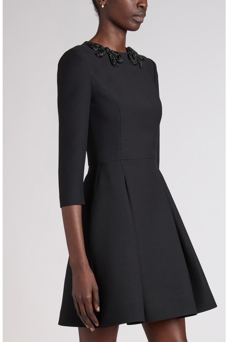 Bow Embellished Pleated Minidress