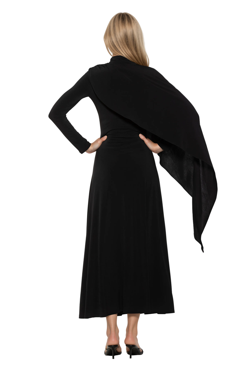 Aziel Mockneck Cape Maxi Dress