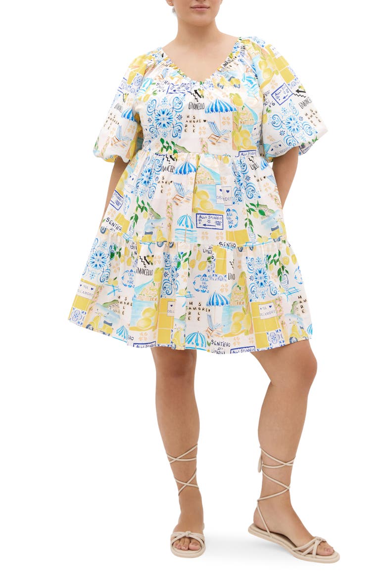 Fantasy Amalfi Print Tiered Minidress