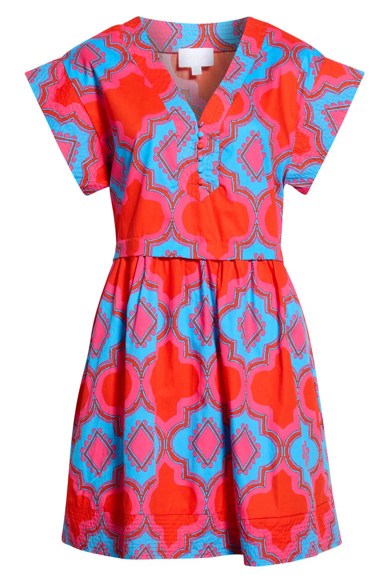 Devany Jolene Abstract Print Cotton Trapeze Minidress