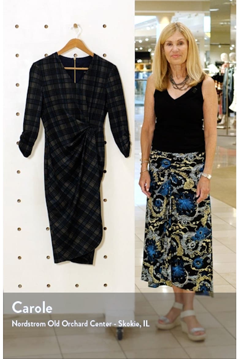 Plaid V-Neck Sheath Dress