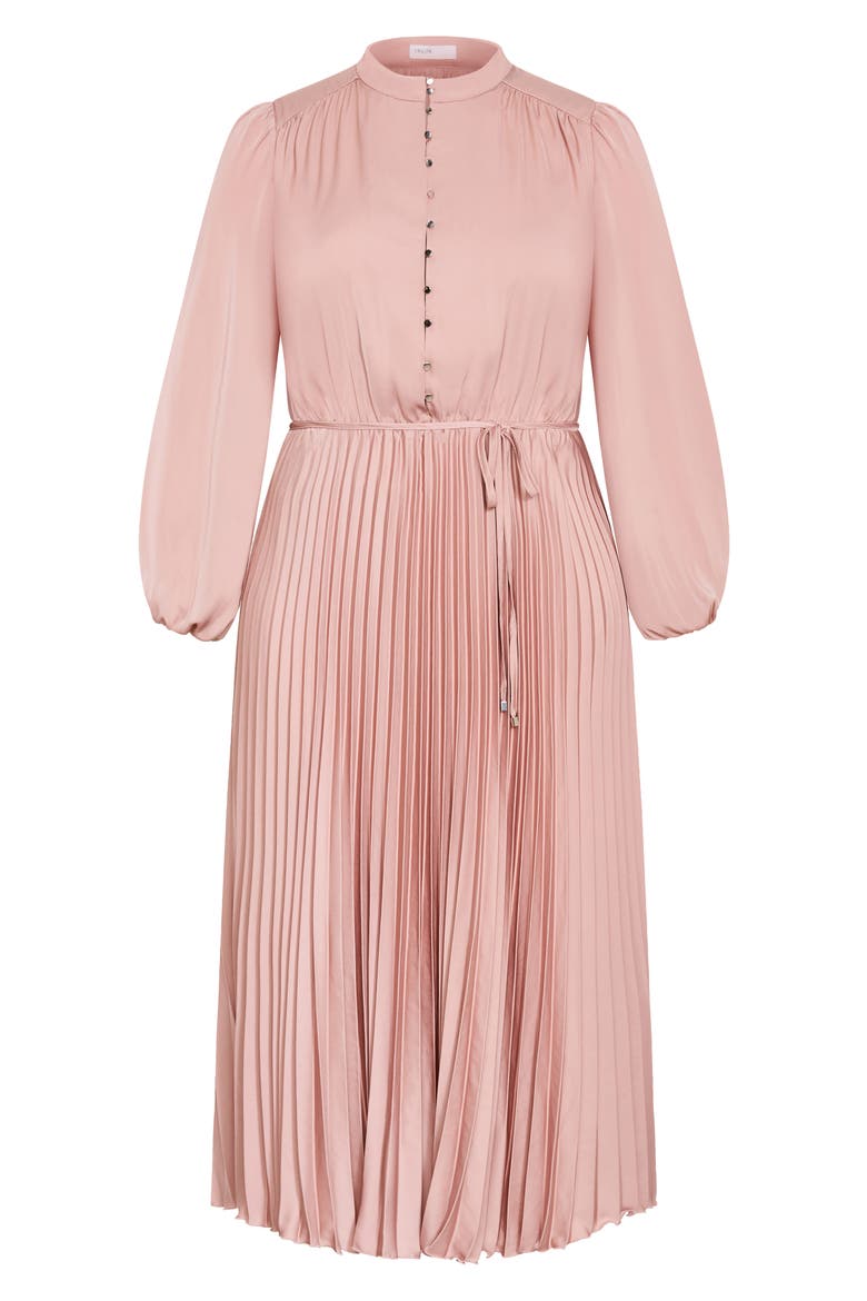 Haley Pleated Long Sleeve Midi Dress