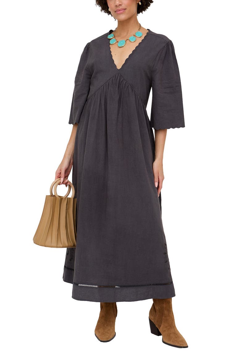 Ibiza Smock Embroidered Midi Dress
