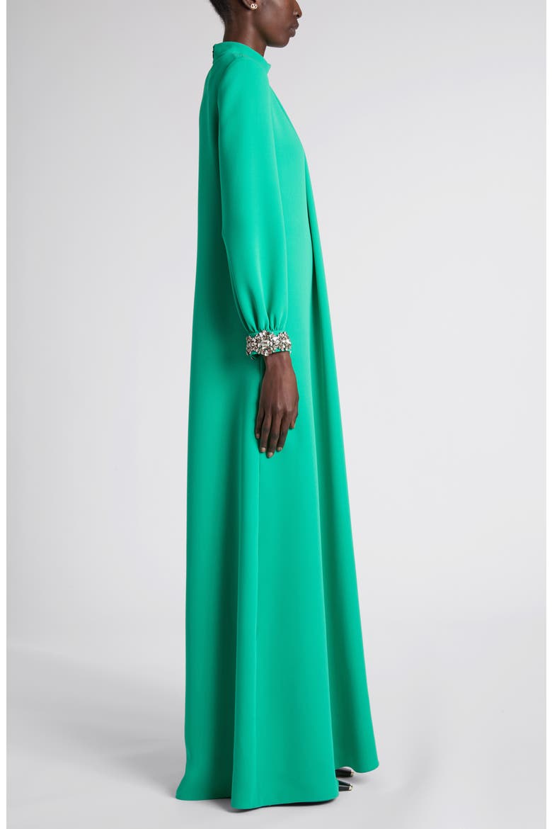 Embellished Long Sleeve Silk Gown
