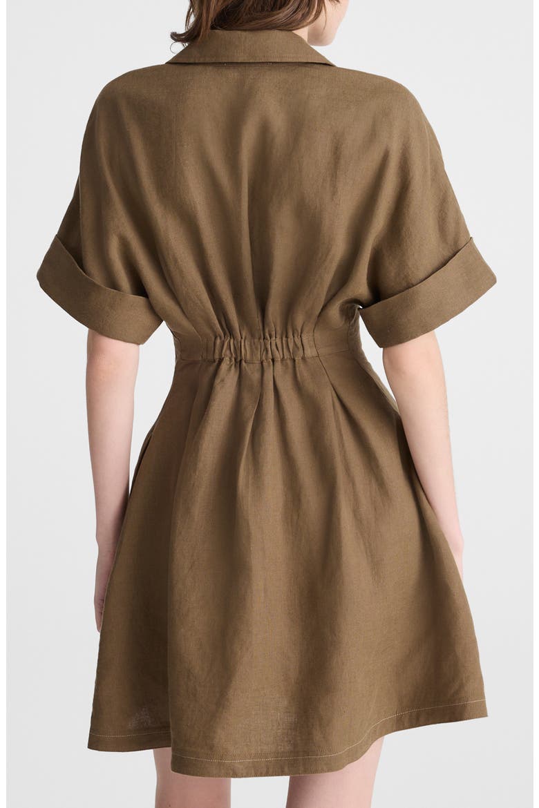 Pleated Linen Mini Shirtdress