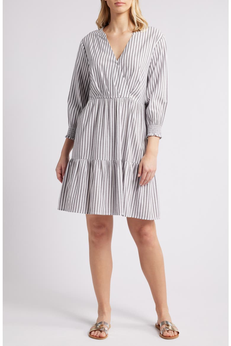 Azalea Stripe Tiered Cotton Blend Dress