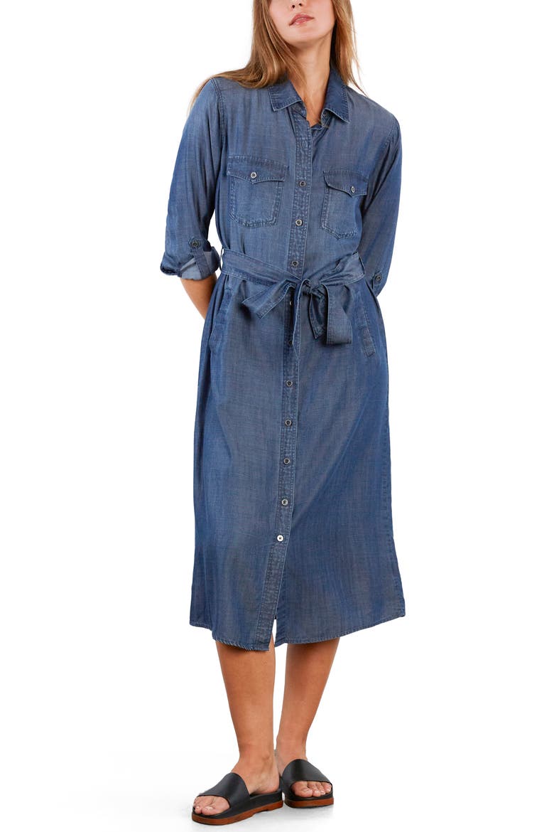Soft Denim Belted Midi Shirtdress