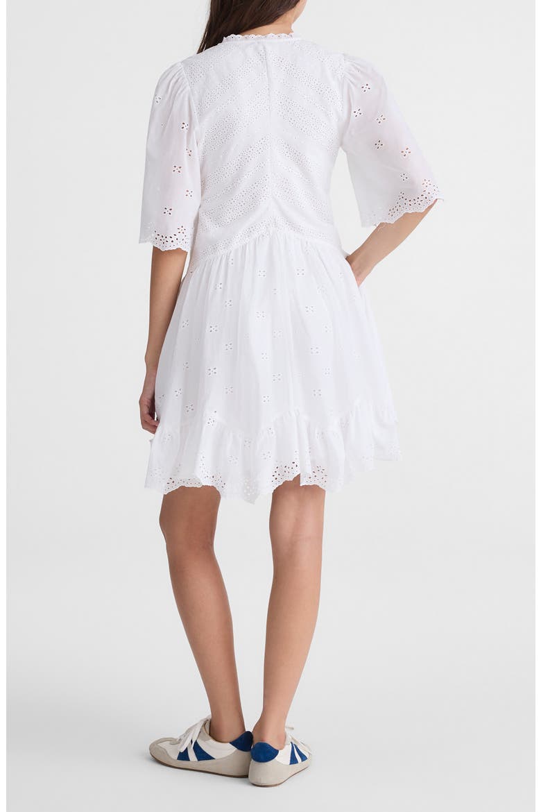 Eyelet Flutter Sleeve Cotton Minidress