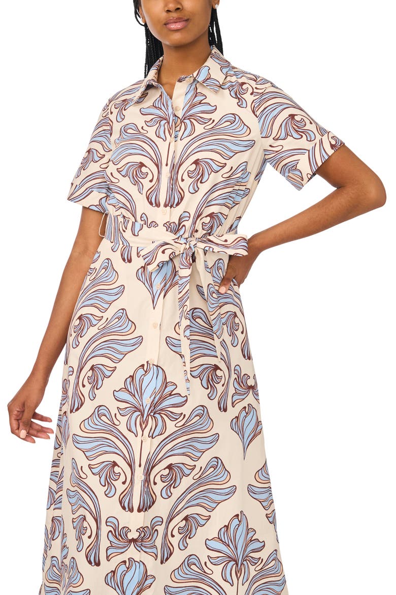 Print Belted Midi Shirtdress