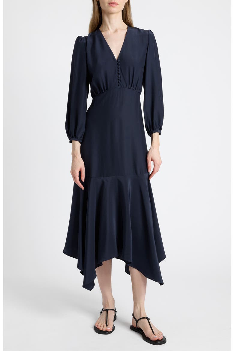 Carina Silk Midi Handkerchief Dress