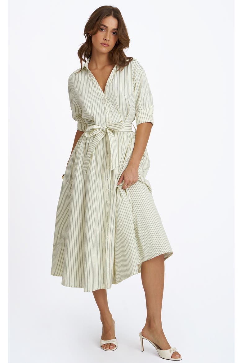 Danica Poplin Striped Shirt Midi Dress