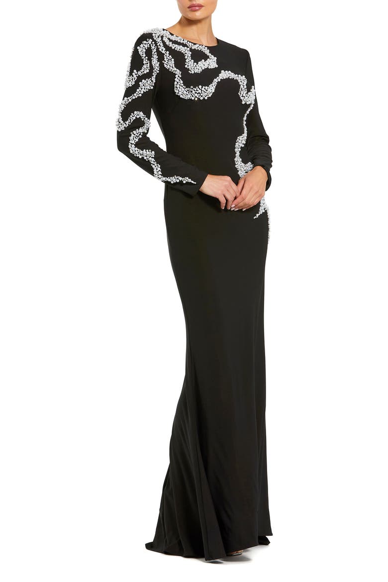 Beaded Swirl Appliqué Gown