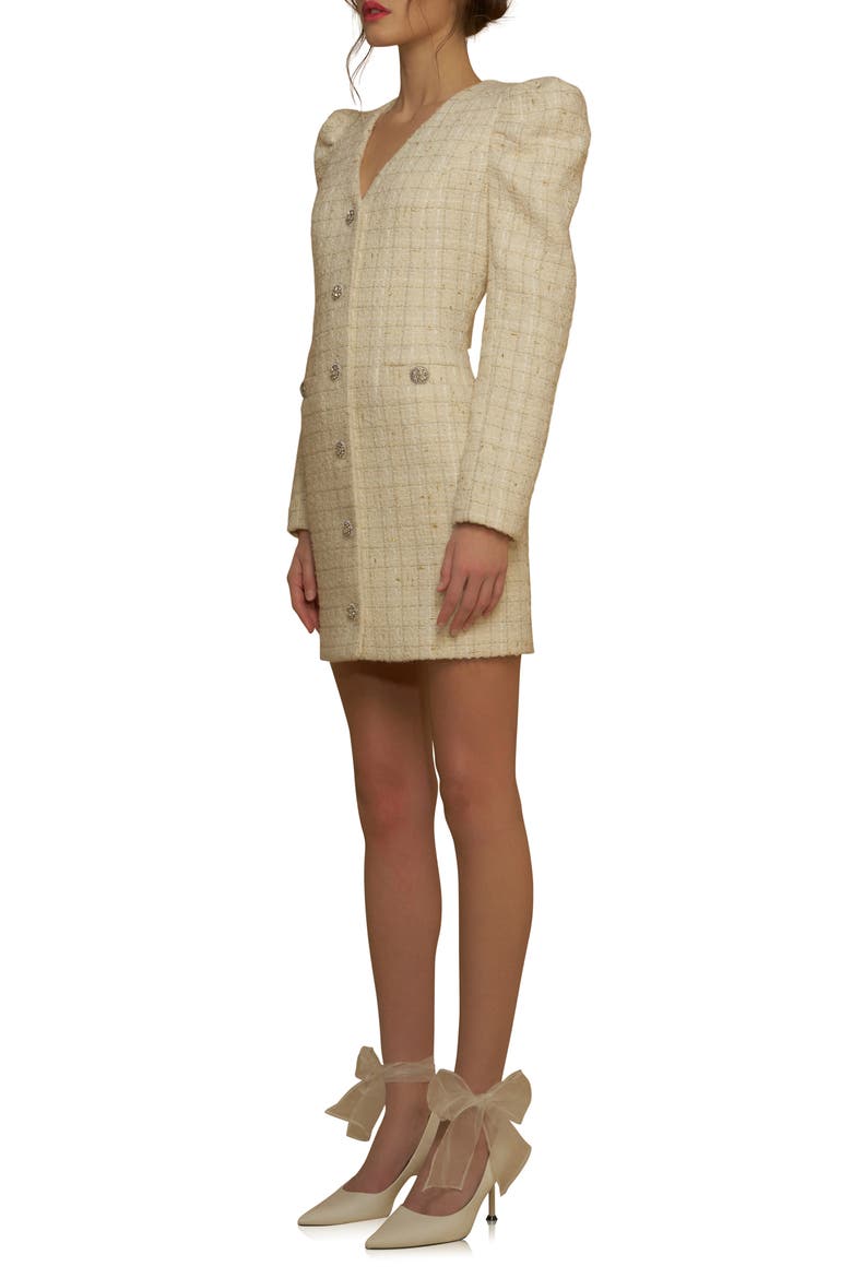 Premium Long Sleeve Tweed Mini Dress