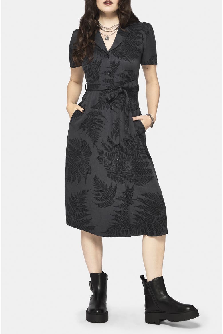 Ruin Fern Button Midi Shirt Dress