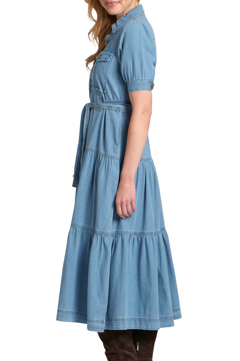 Tie Waist Tiered Midi Dress
