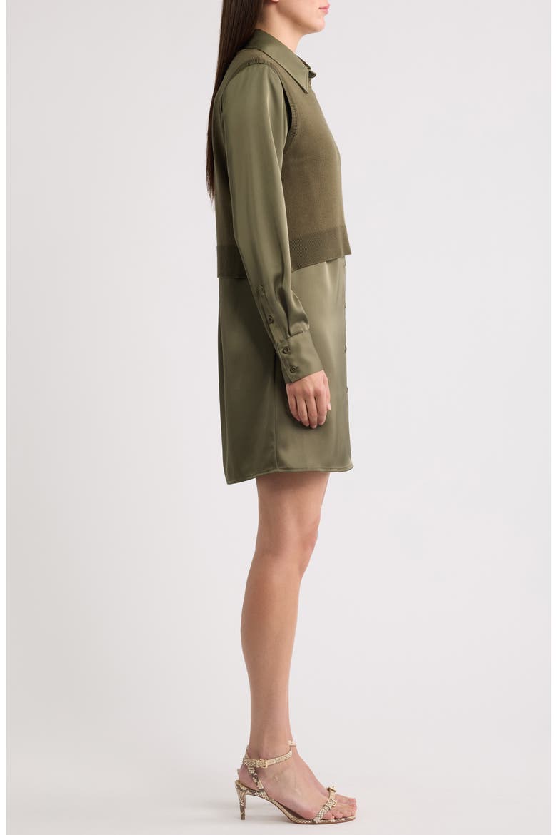 Layered Long Sleeve Shirtdress