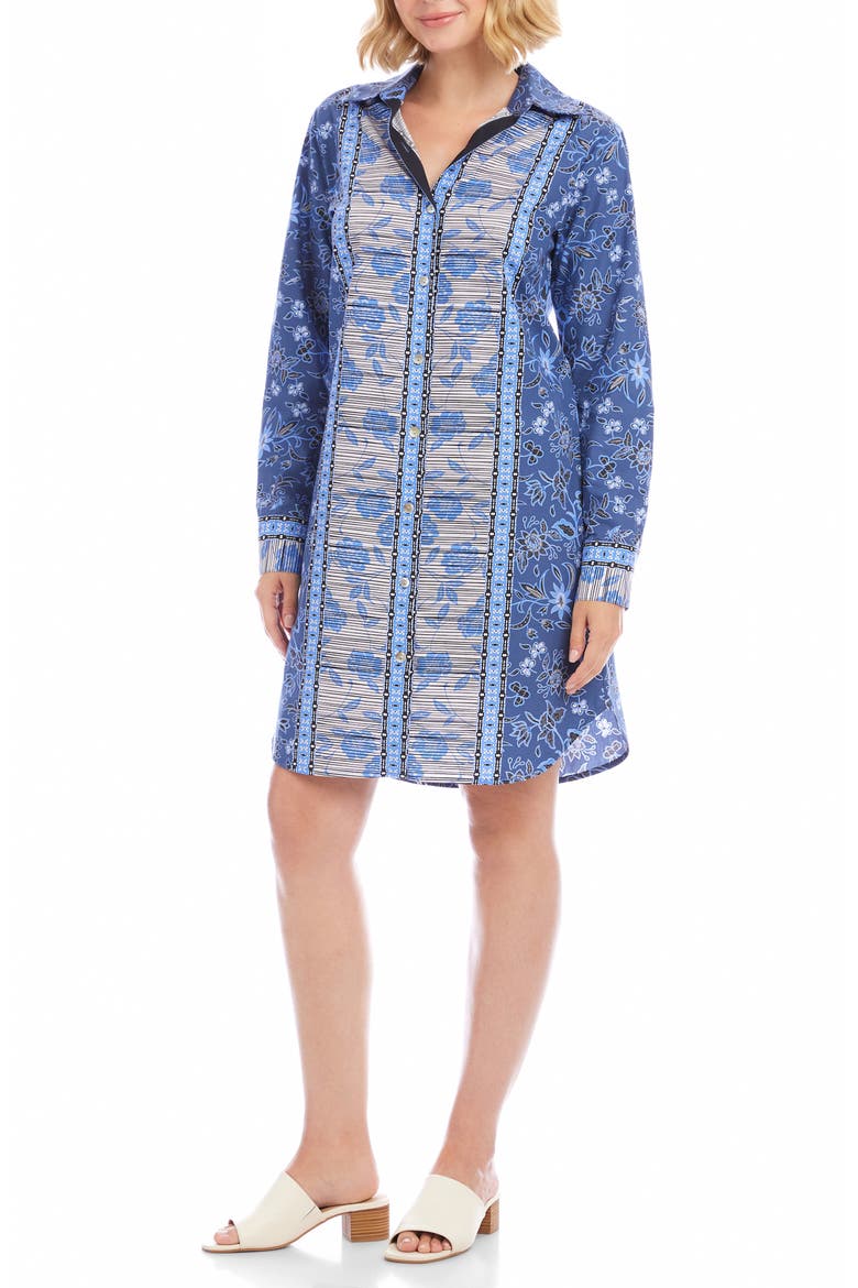 Floral Print Long Sleeve Shirtdress