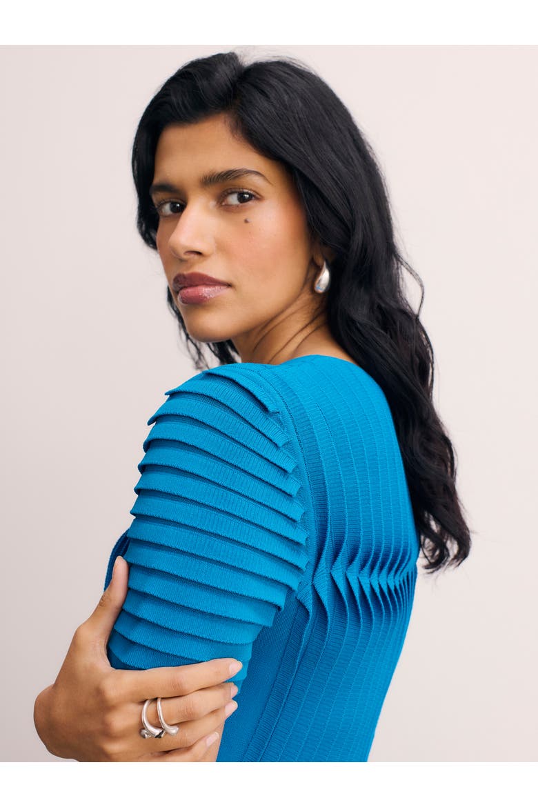 Allegra Stretch Knit Pleated Midi Dress