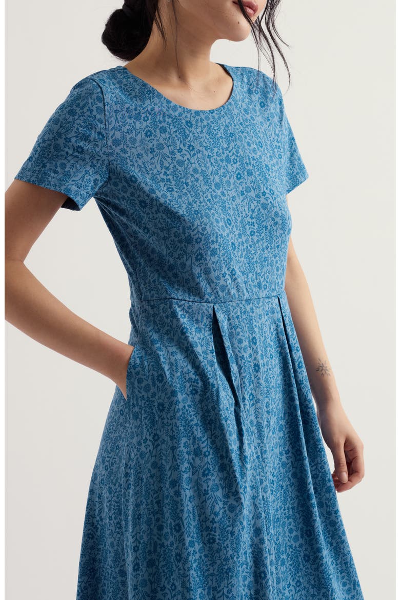 Veronica Floral Stretch Organic Cotton Midi Dress