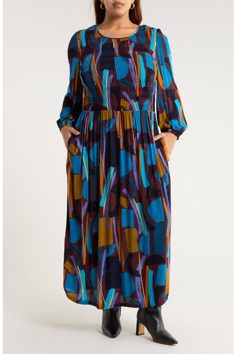 Meadowsweet Printed Smocked Midi Dress