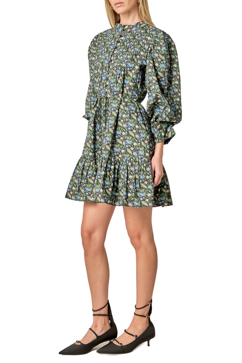 Mock Neck Cotton Button-Up Minidress