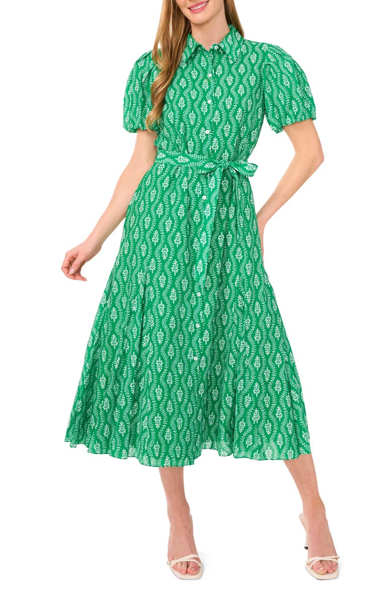 Floral Short Sleeve Midi Shirtdress