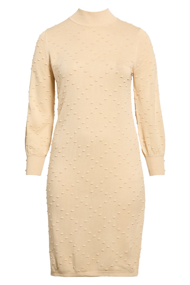 Bobble Stitch Mock Neck Sweater Dress