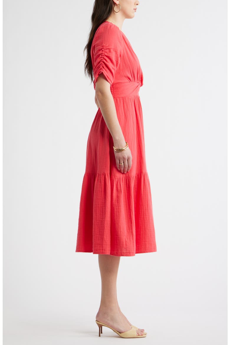 Twist Detail Gauze Midi Dress
