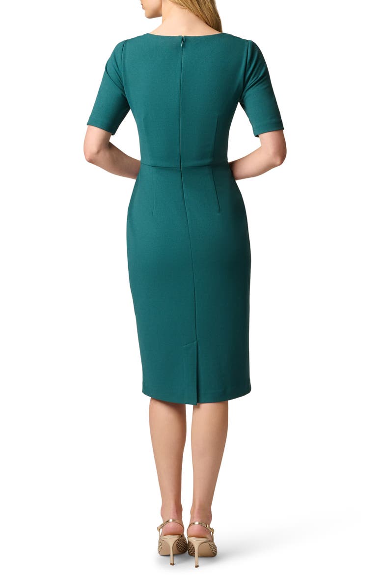 Tie Waist Crepe Sheath Dress