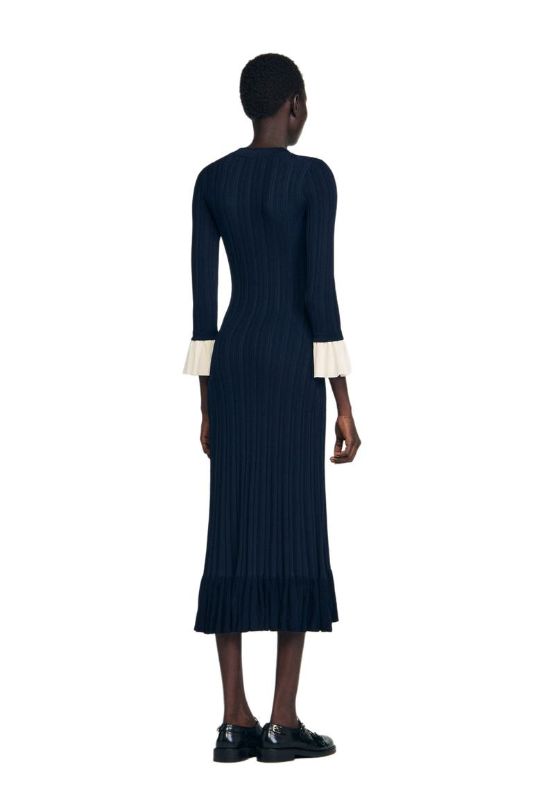 Two-tone knit midi dress