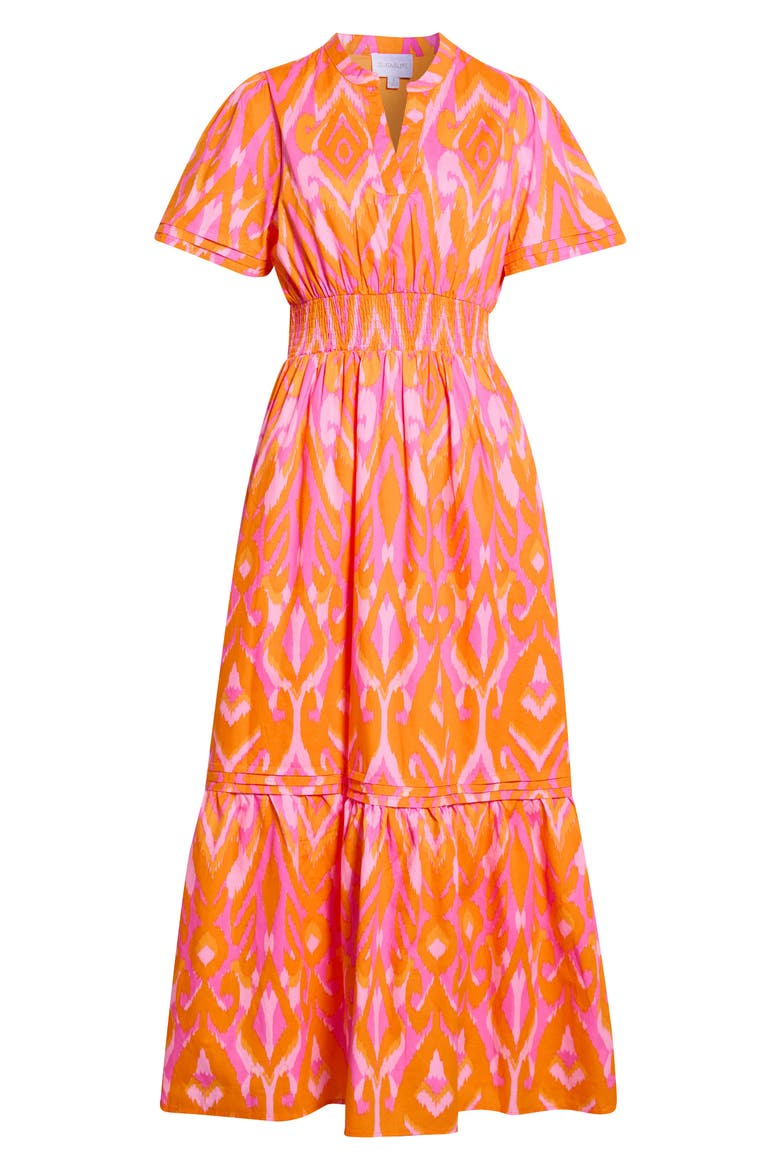 Belraj Ikat Print Cotton Poplin Maxi Dress