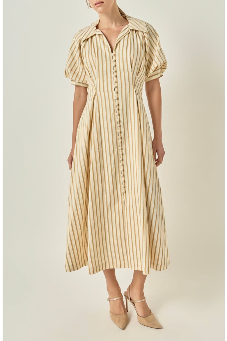 Striped Fit and Flare Midi Dress
