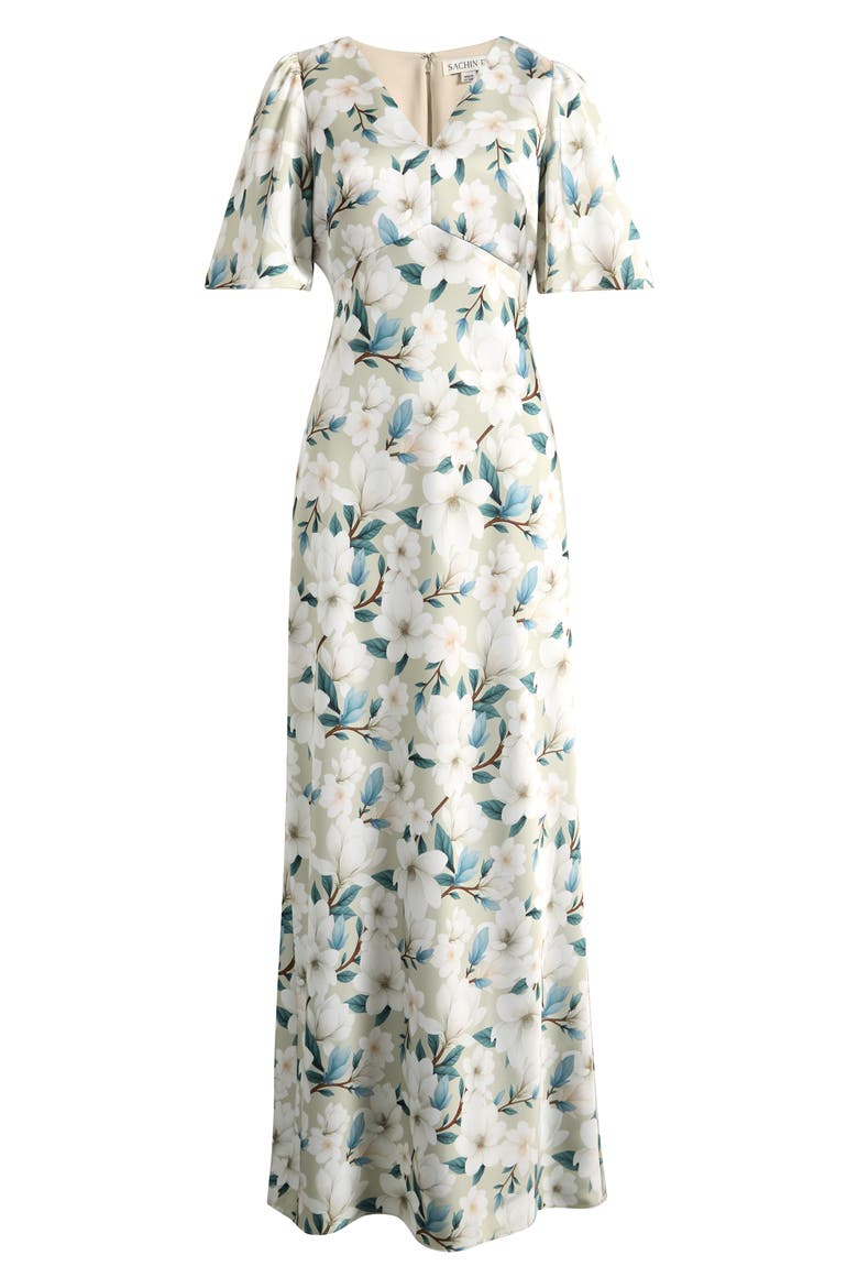 Mae Floral Flutter Sleeve Gown