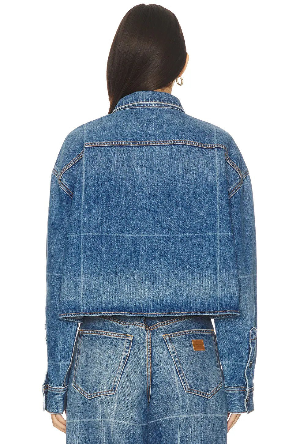 Alexander Wang Cropped Button Down Shirt in Vintage Marbled Blue - Image 3