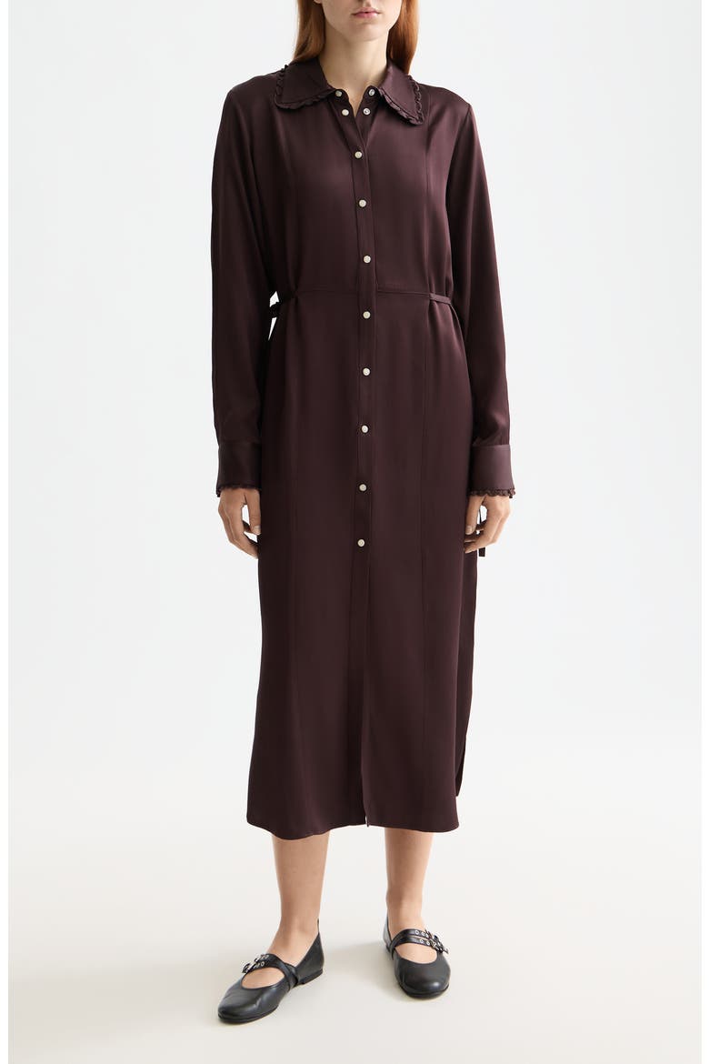 Long Sleeve Tie Waist Midi Shirtdress